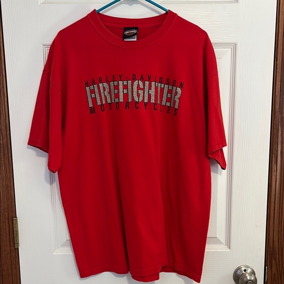 Harley-Davidson Other - Harley Davidson Motorcycles Red Firefighter Short Sleeve T- Shirt Tee Men’s XL